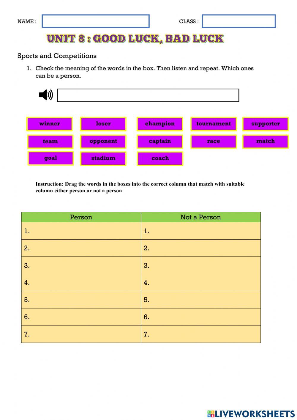 Good Luck bad Luck Worksheet Live Worksheets good-luck-bad-luck-worksheet-live-worksheets