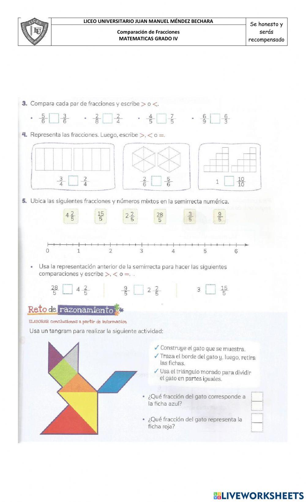 Comparación de fracciones