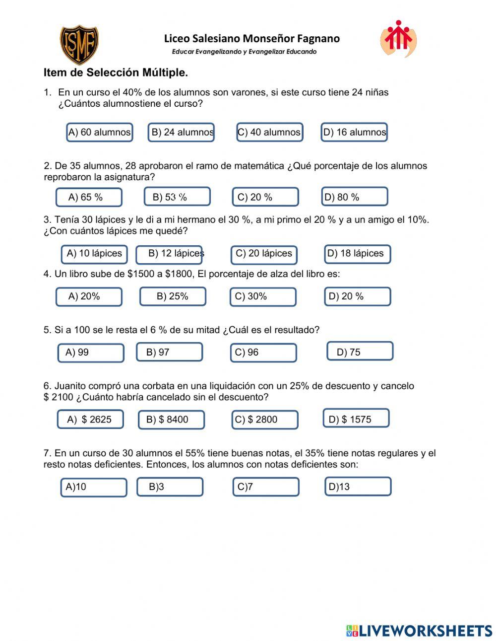 Calculo de porcentaje