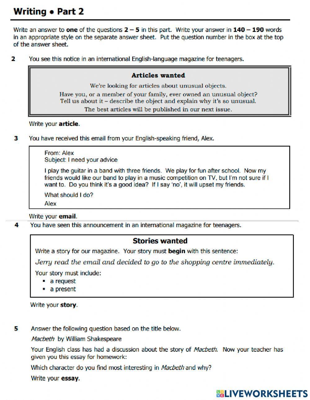 Writing FCE Part 1 and 2