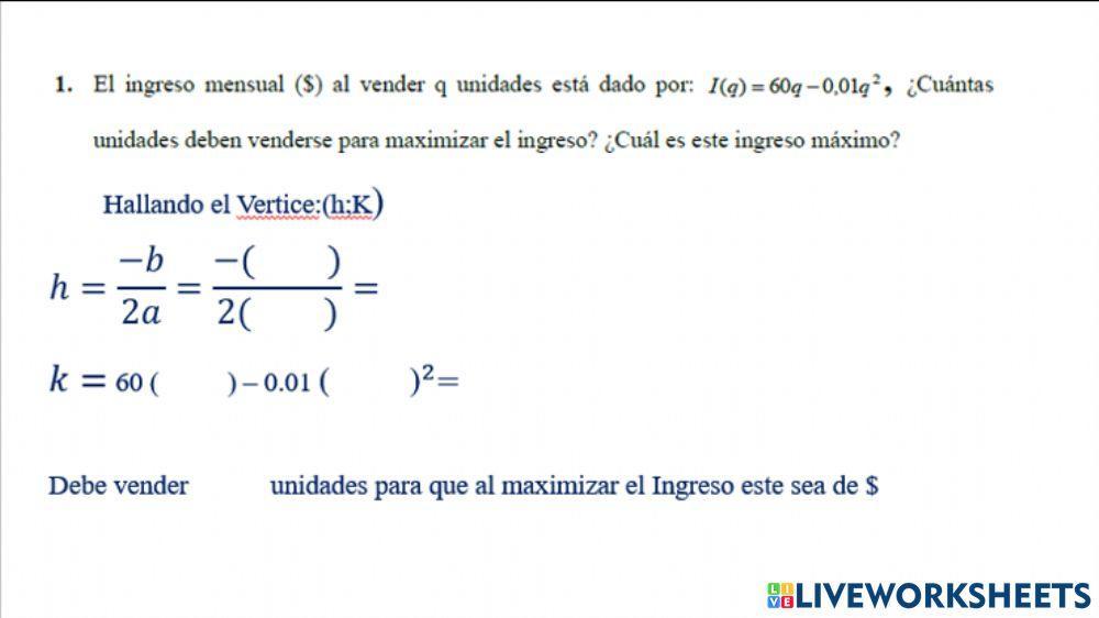 Función Cuadráticas Aplicadas Empresa 1