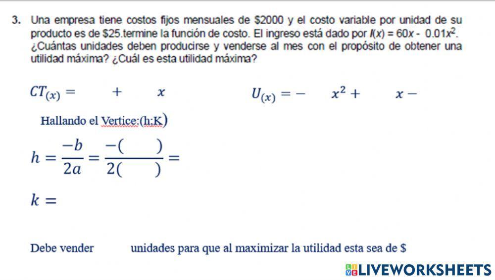 Función Cuadráticas Aplicadas Empresa 3