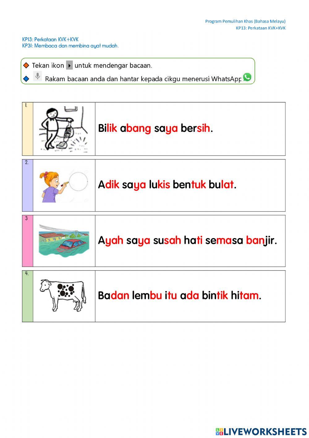 Perkataan KVK+KVK (Ayat Mudah)