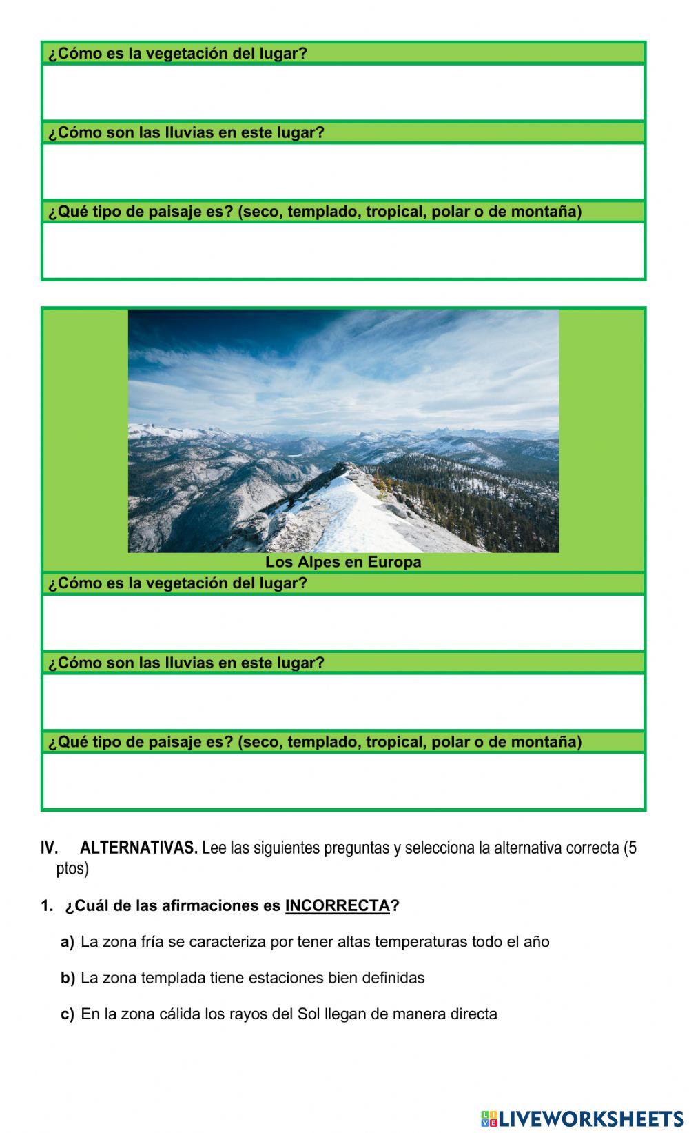 Evaluación Formativa zonas climaticas