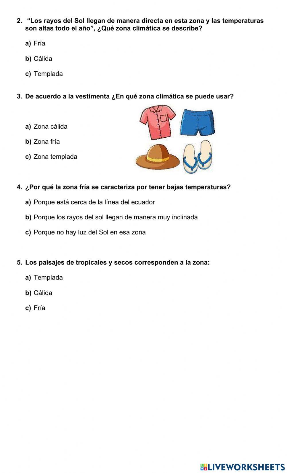 Evaluación Formativa zonas climaticas