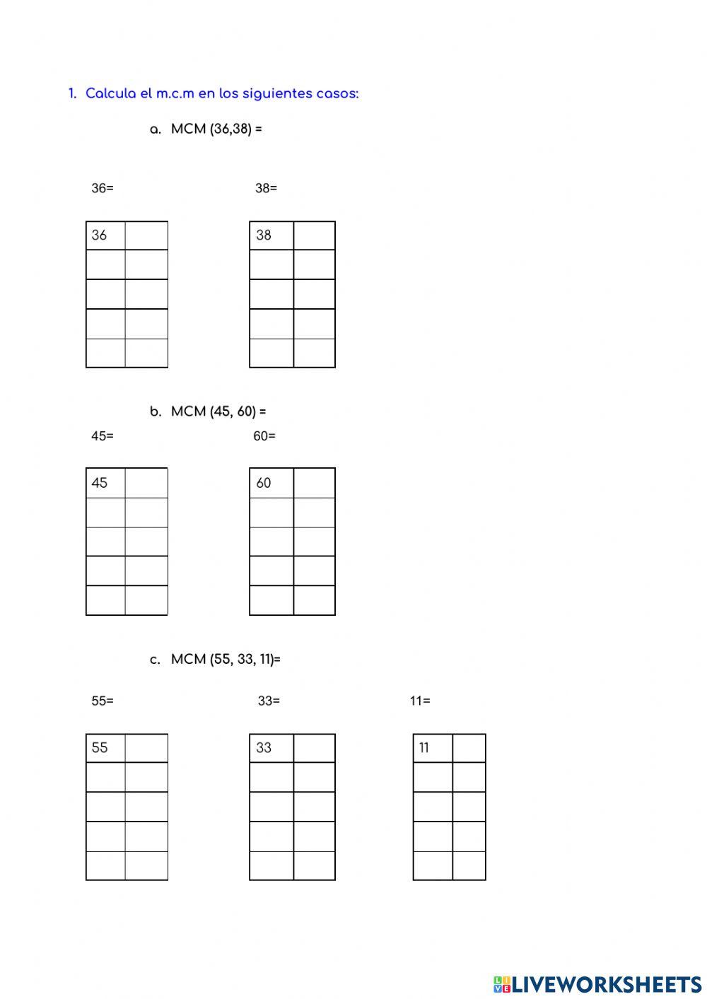 Mínimo común múltiplo