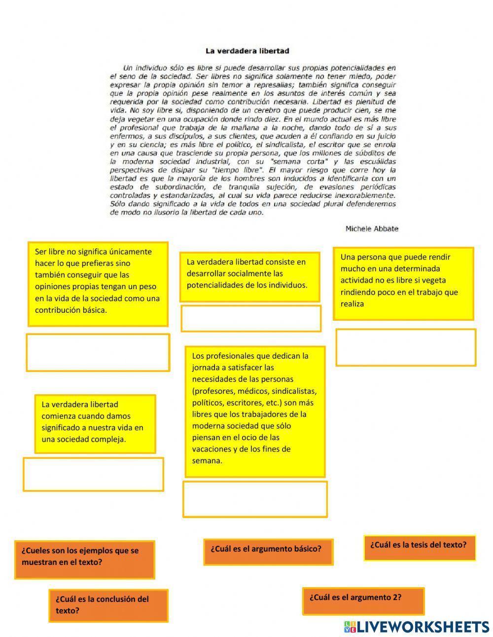 Ejercicio de un texto argumentativo