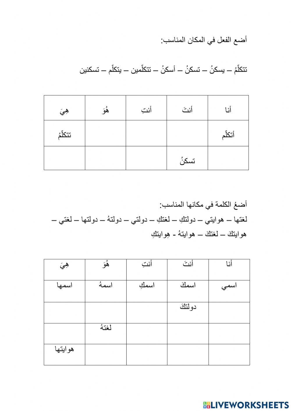 ضمائر شخصية