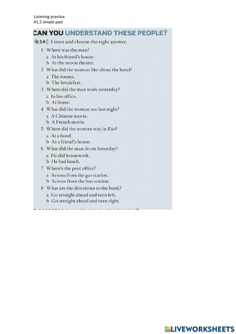 Listening practice SIMPLE PAST