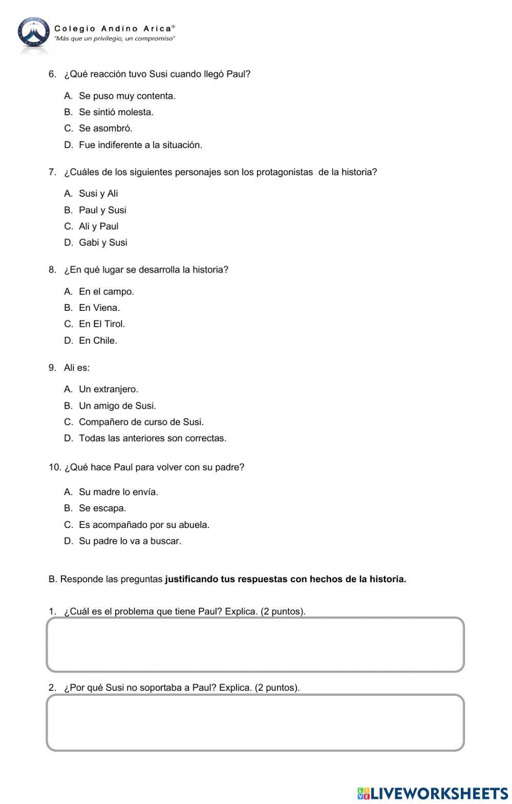 Evaluación  Plan Lector: Diario secreto de Susi, diario secreto de Paul