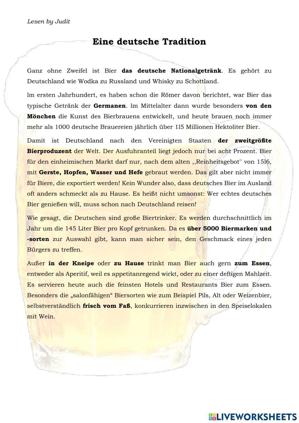 Bier - eine deutsche Tradition