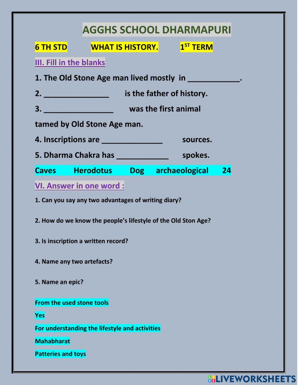 6-th-std-what-is-history-worksheet-live-worksheets