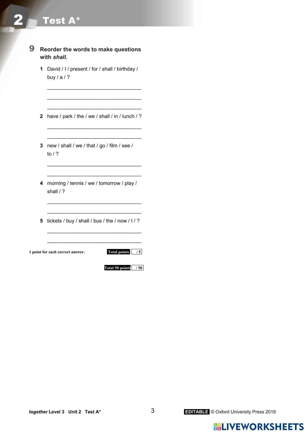 Units 1 and 2 test, Together 3