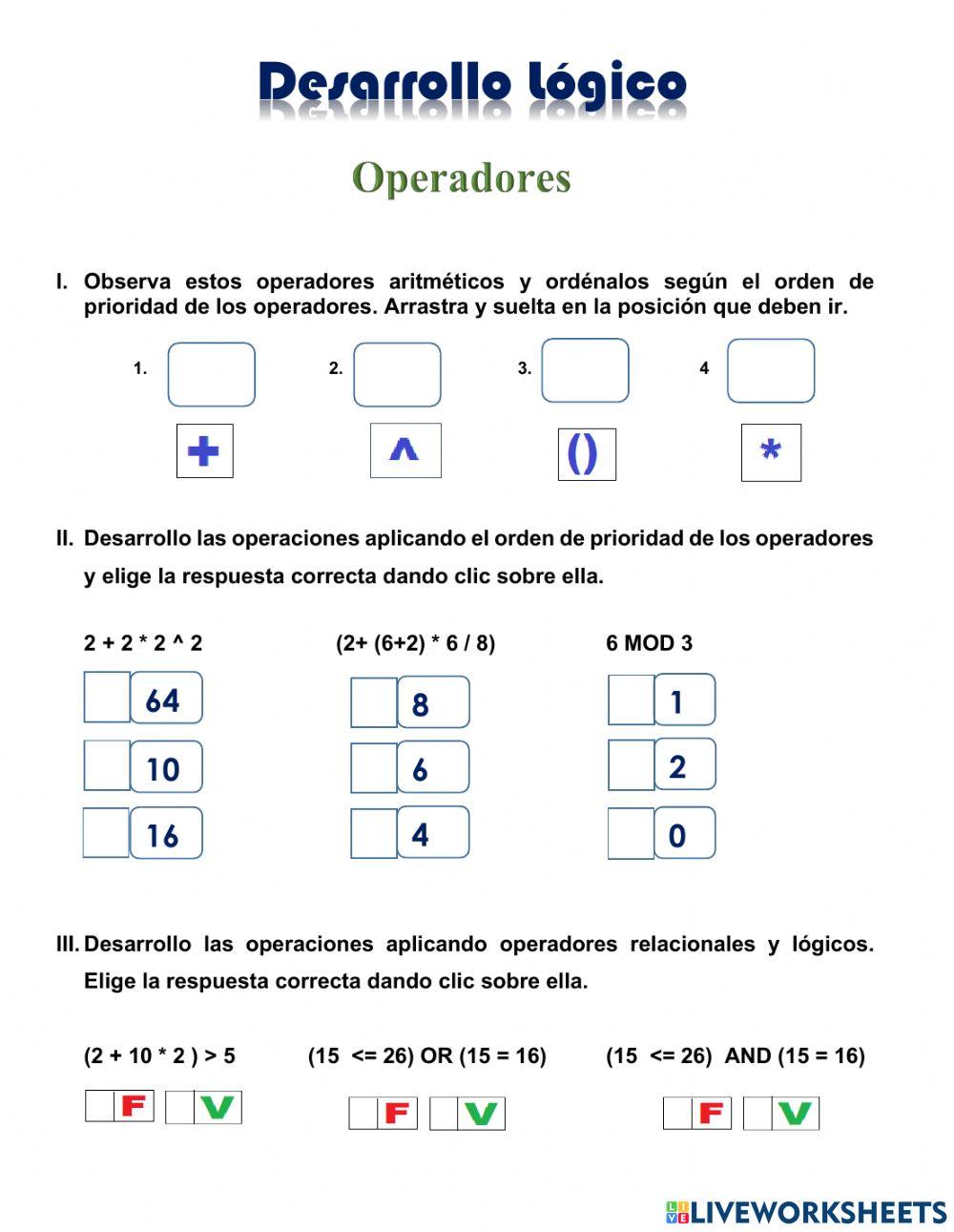 Lógica de programación - operadores