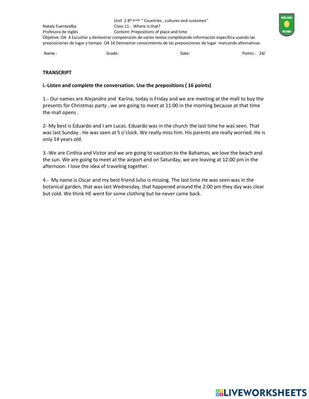 Class 7 unit 2 8th grade