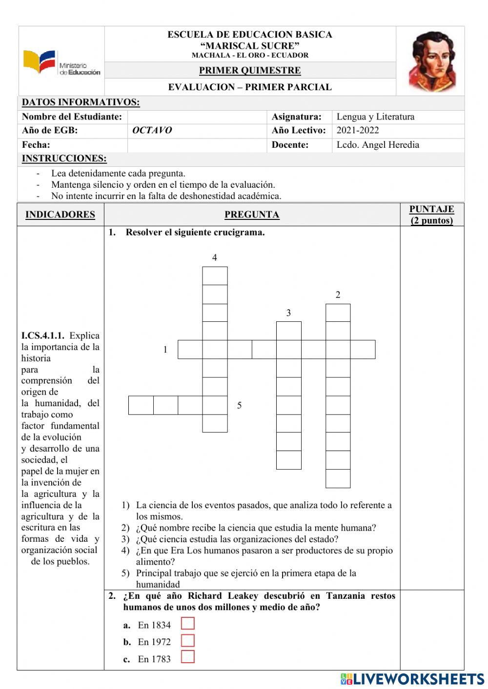 Examen - unidad 1 - ESTUDIOS SOCIALES