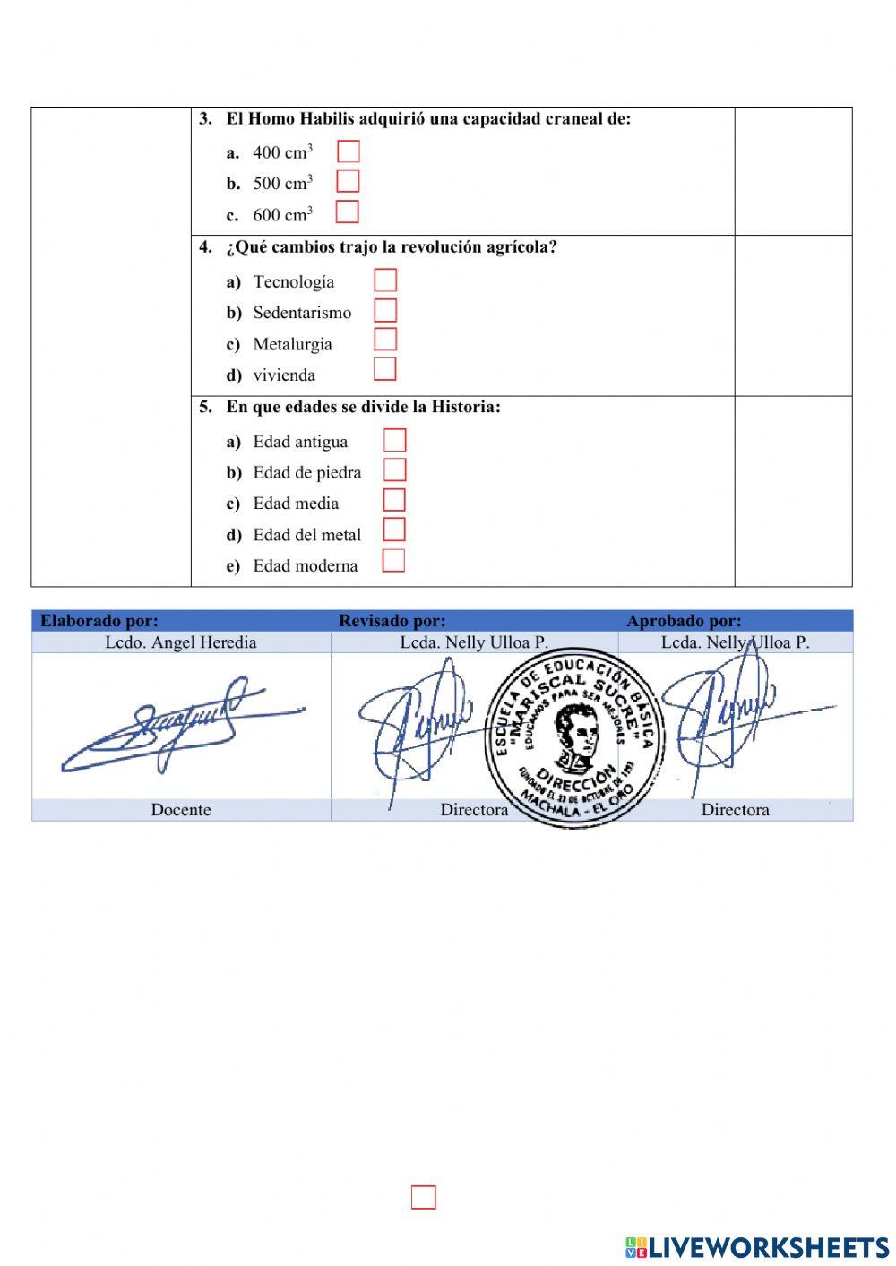 Examen - unidad 1 - ESTUDIOS SOCIALES