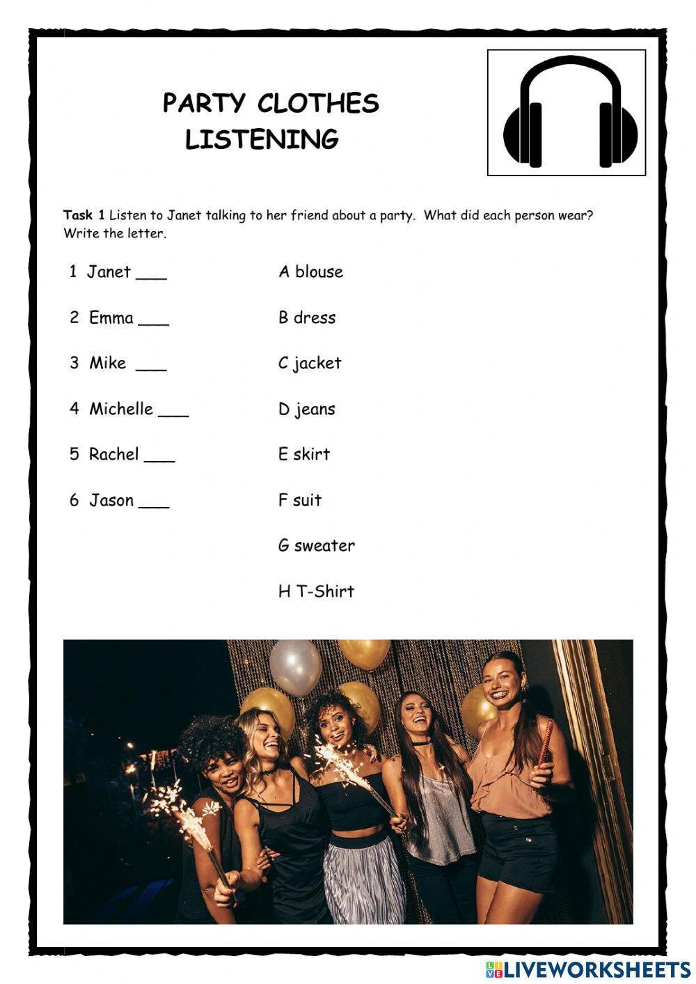 Party Clothes KET Listening