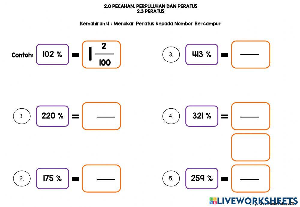 Tukar Pecahan kepada Peratus