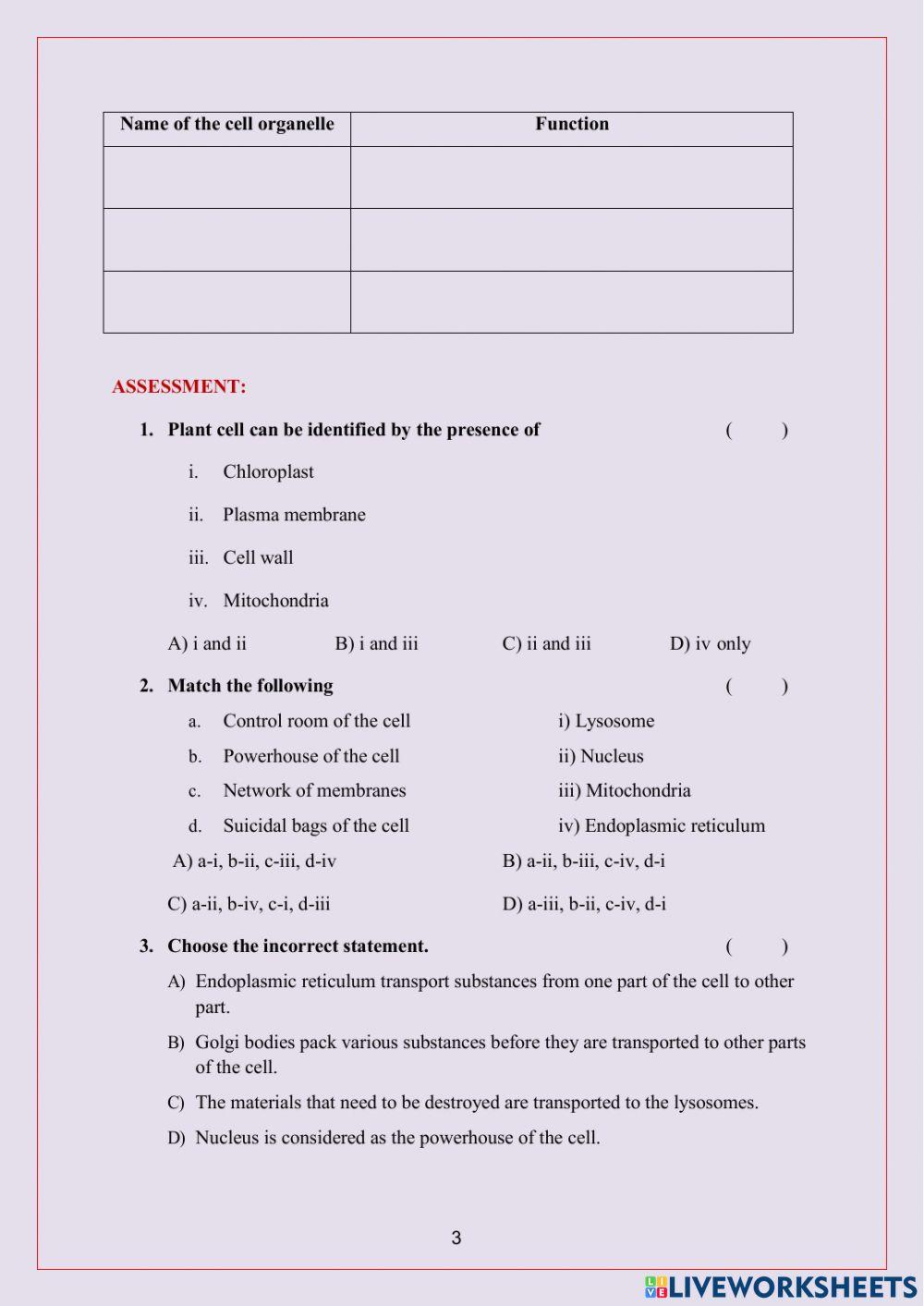 Cell - structure and functions