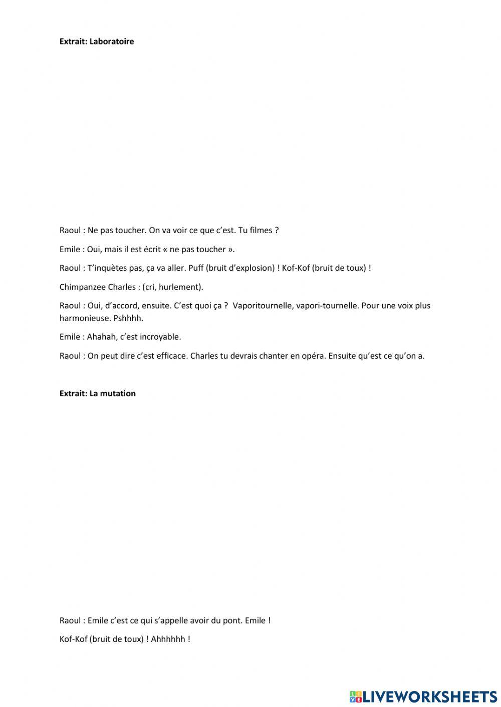 Monstre à Paris - Extrait Seine, Laboratoire, Mutation