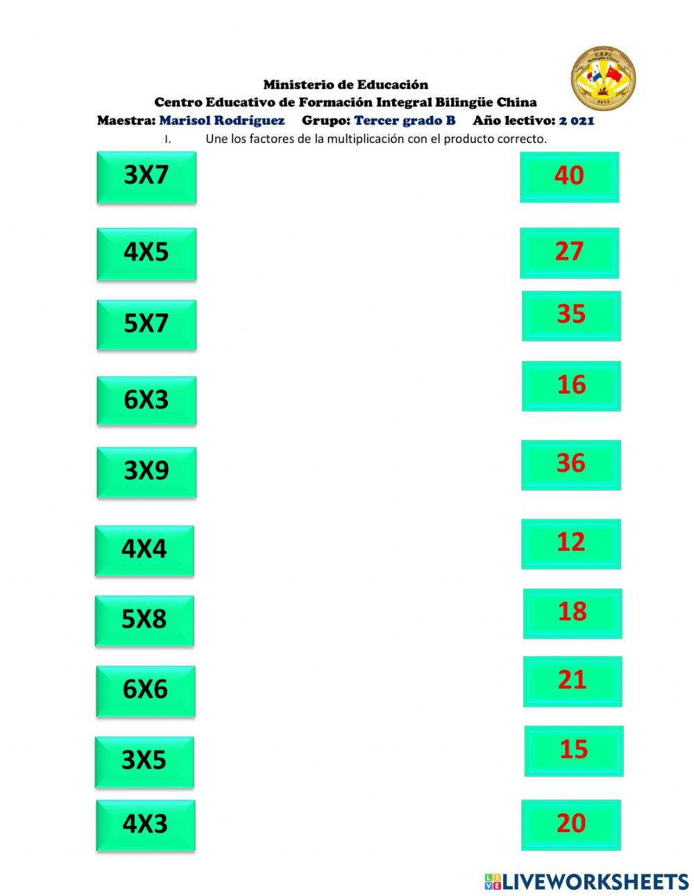 Tablas de multiplicar
