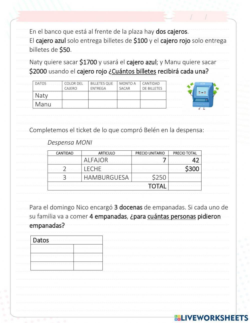 Problemas con divisiones y multiplicaciones