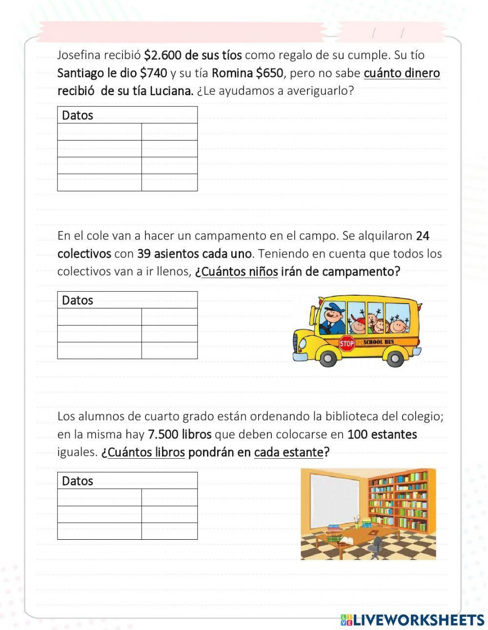 Problemas con divisiones y multiplicaciones