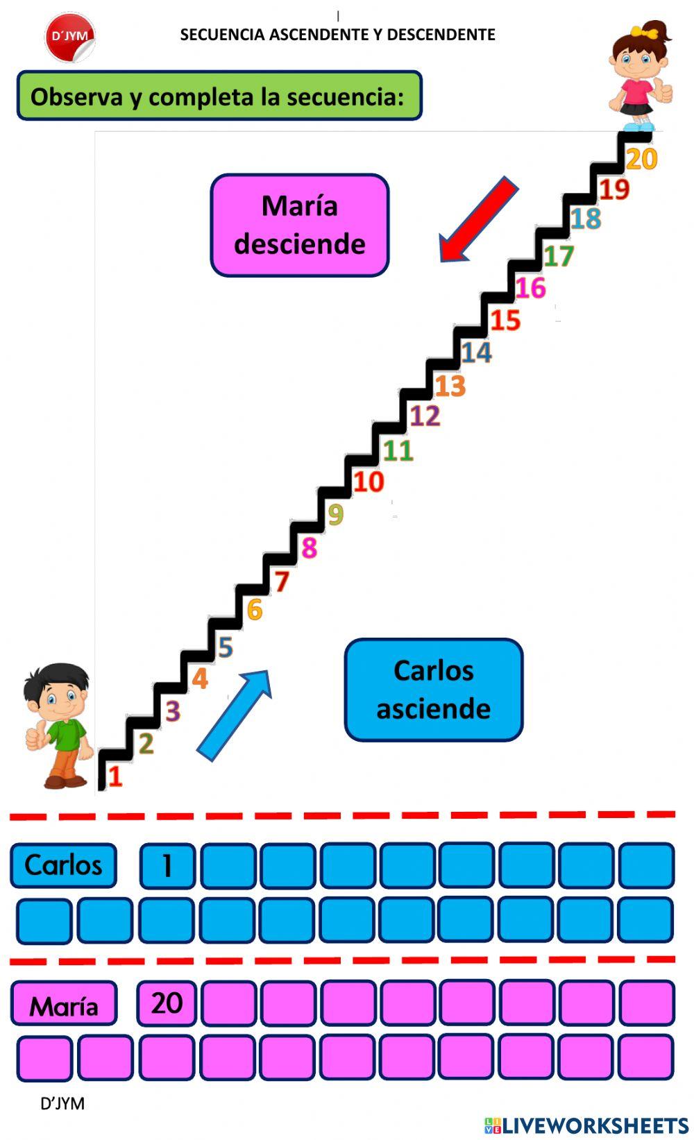 Secuencia ascendente y descendente hasta el 20
