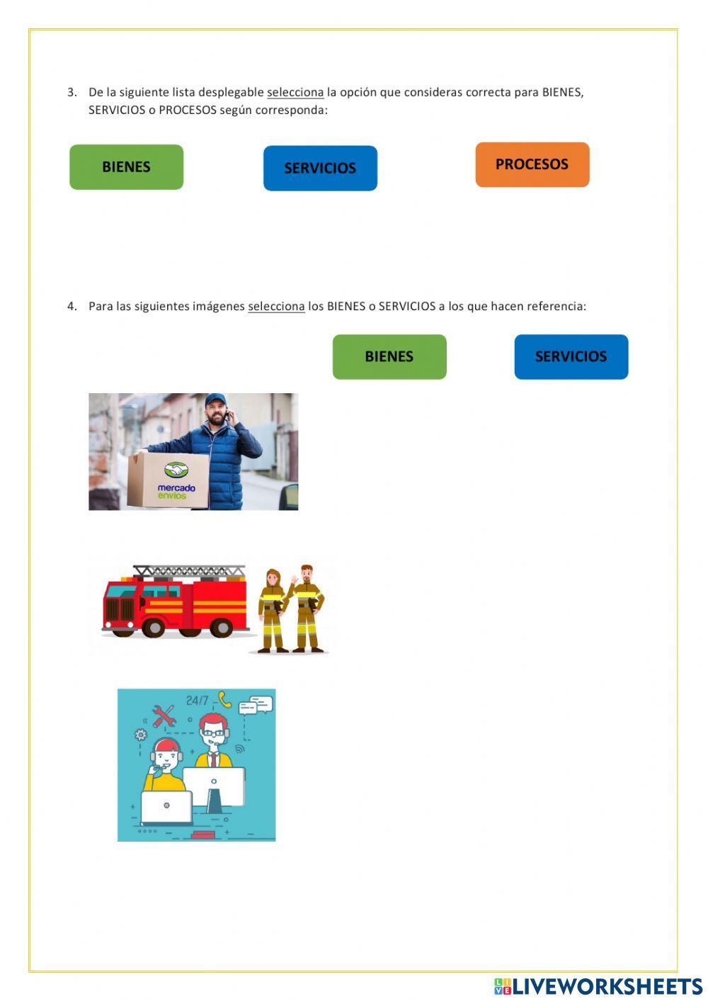 Actividades de bienes y Servicios. Necesidades. Datos e información