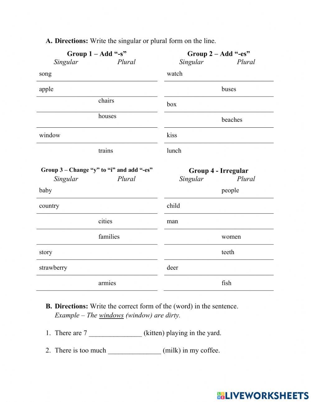 Singular and Plural Nouns