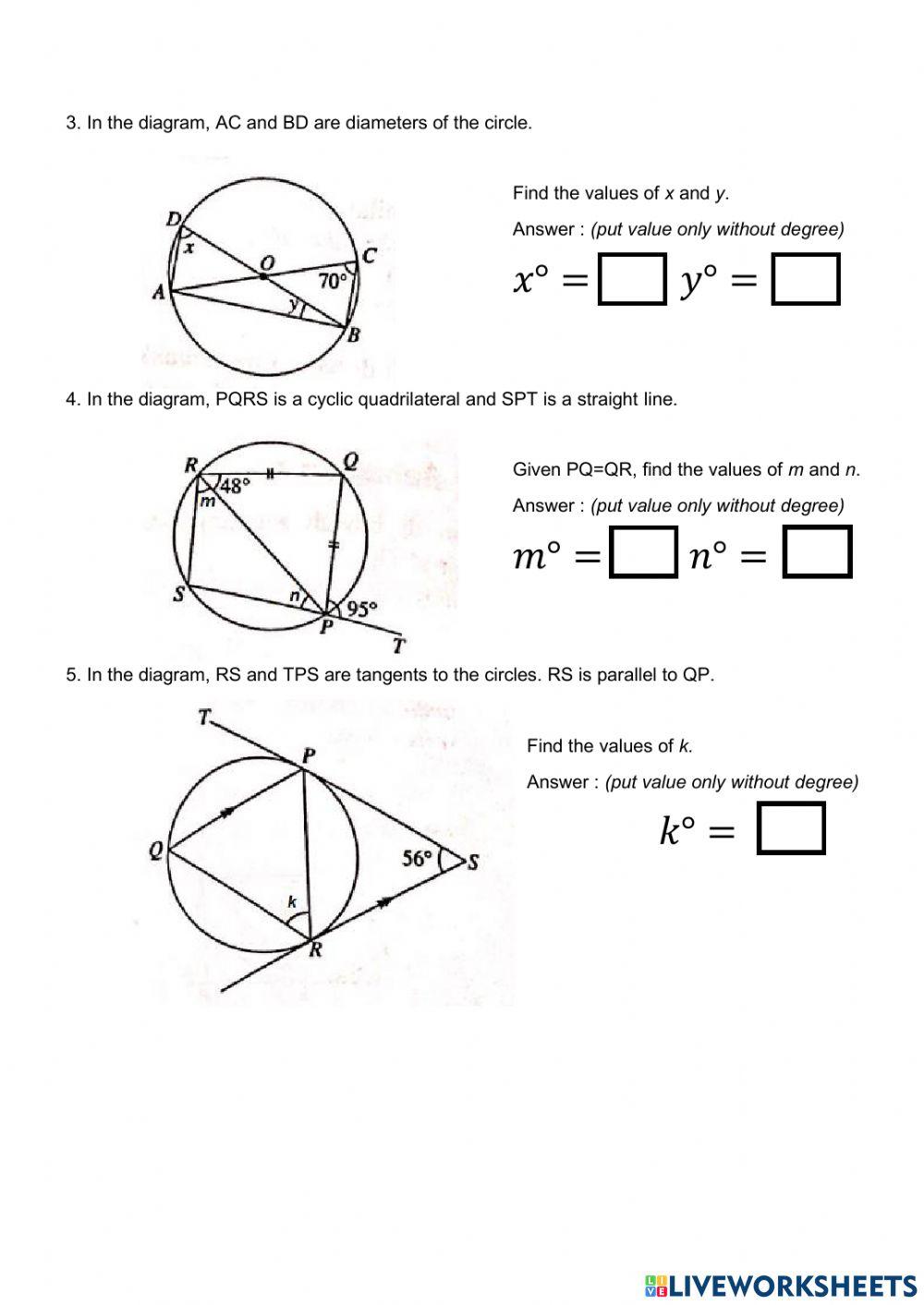 Quiz Angles and Tangents of Circle