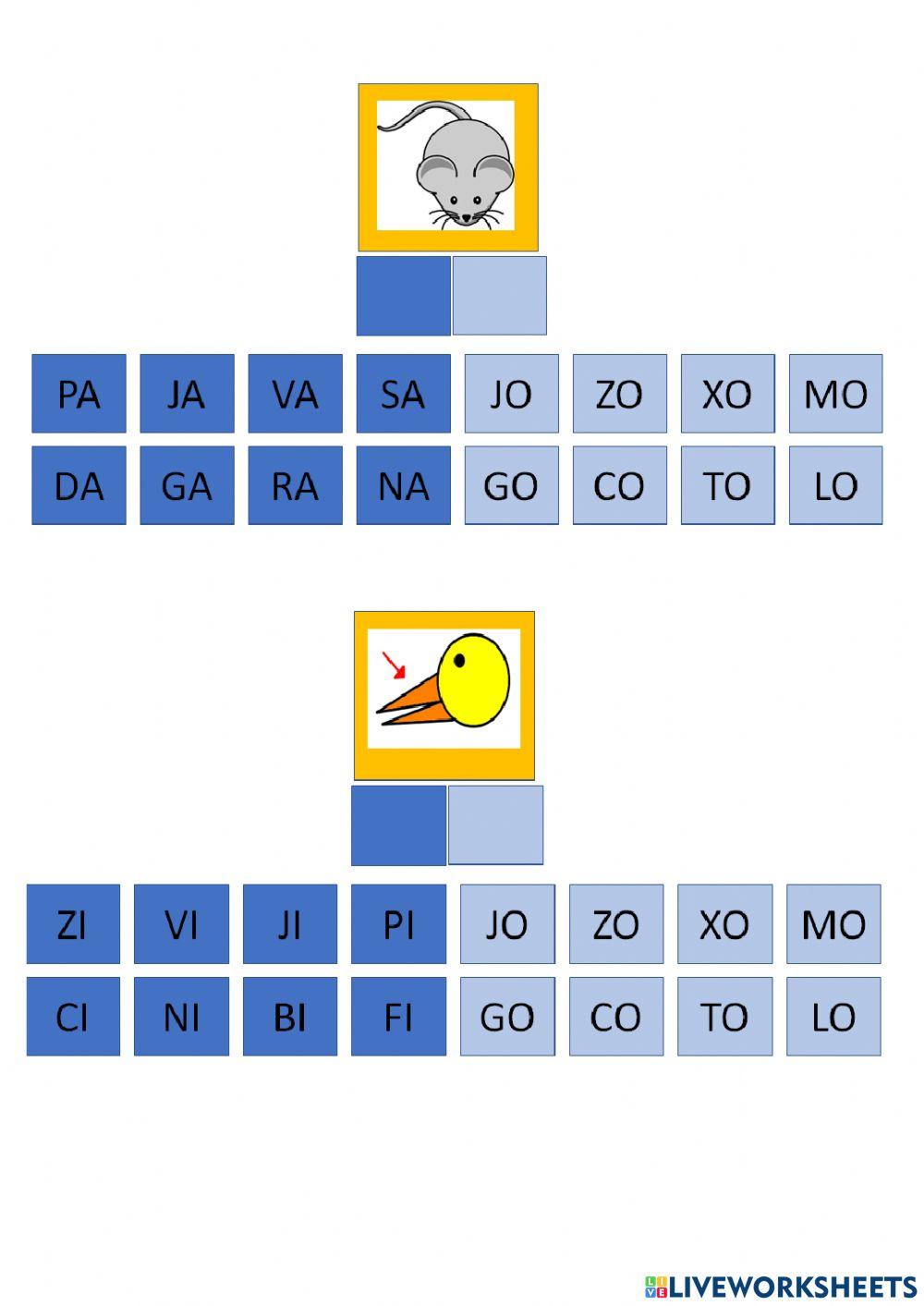 Vamos arrastar as sílabas!