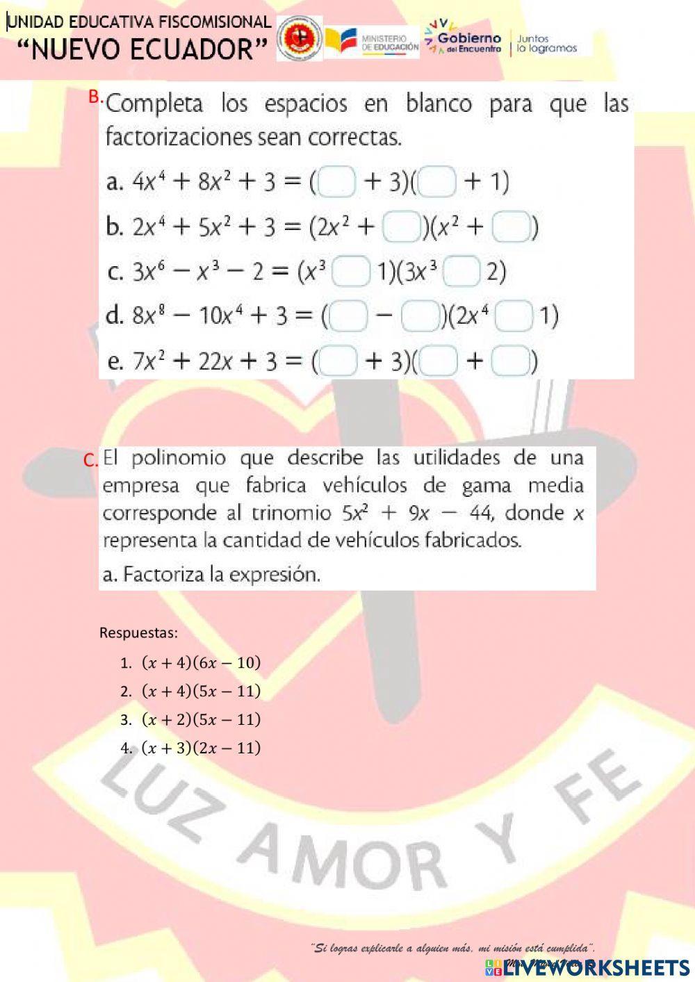 Factorizacion de trinomio de la forma ax2+bx+c