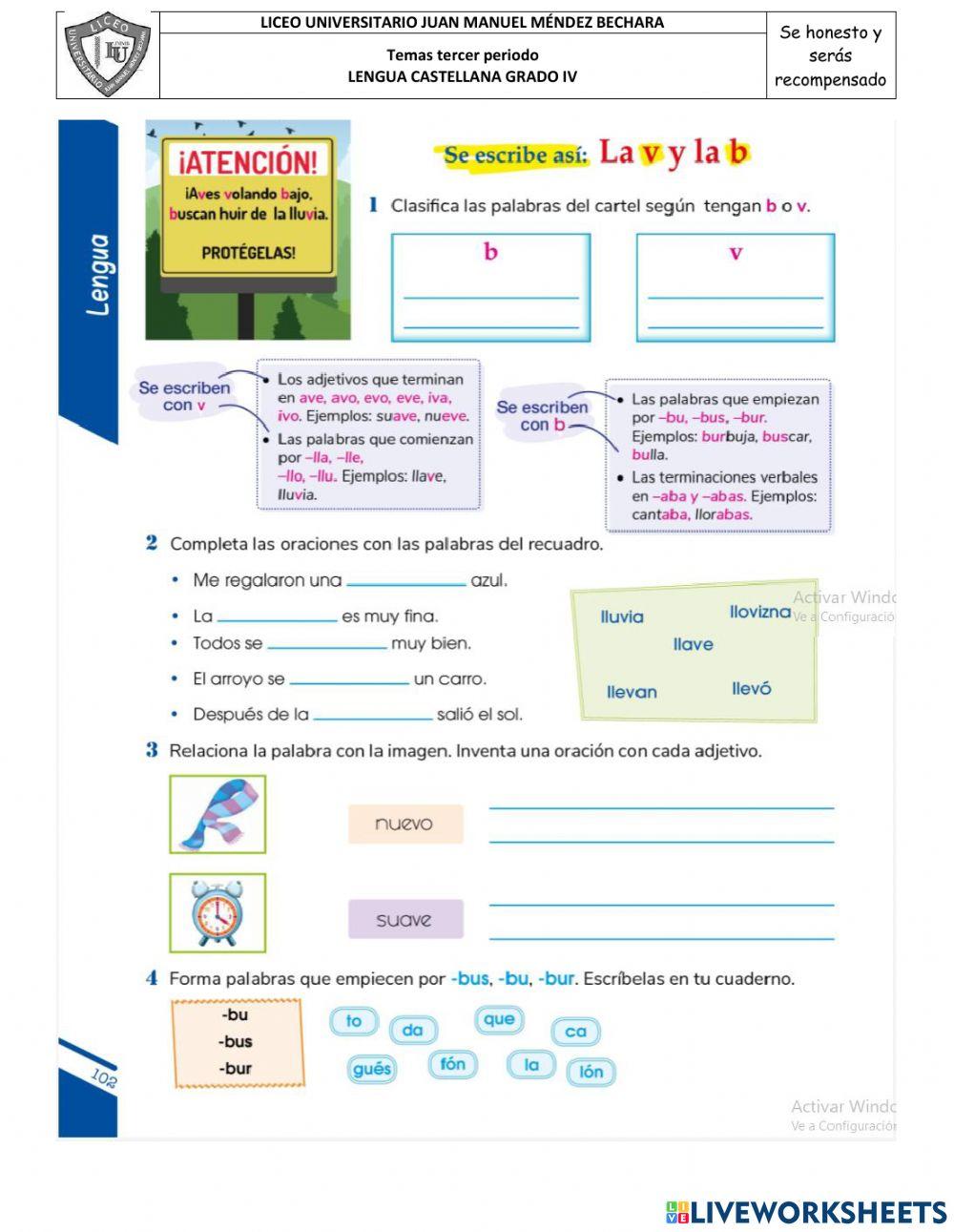 Palabras con v y con b