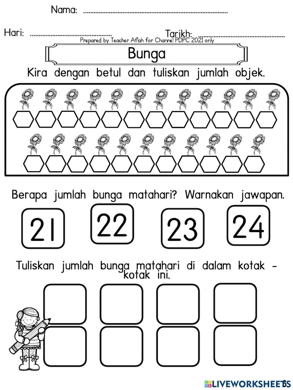 Kemahiran Nombor 1-25 (Bunga)