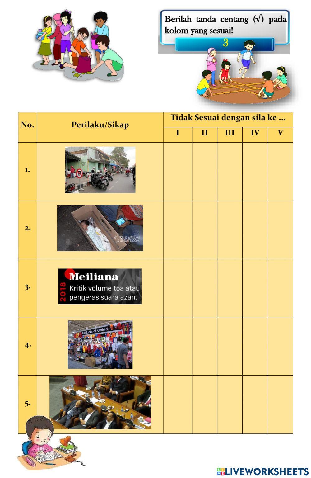 Nilai sila dalam pancasila kelas 5