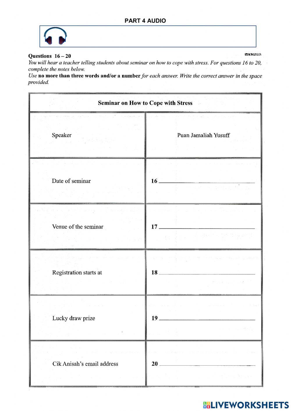 Listening Exam Format PT3