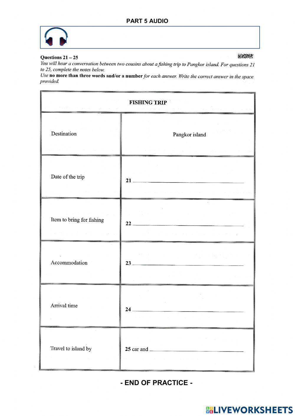 Listening Exam Format PT3