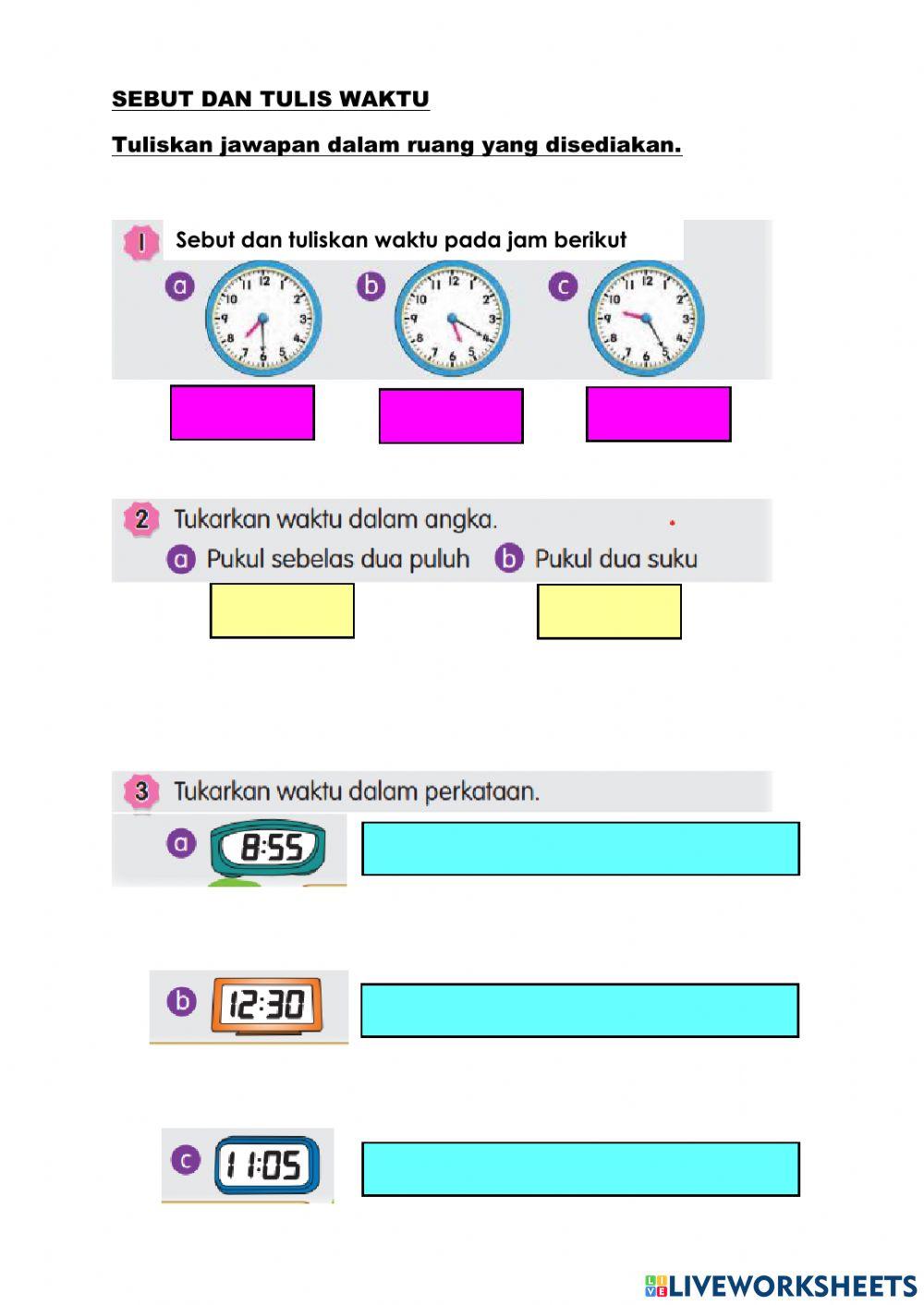 Matematik tahun 2 masa dan waktu