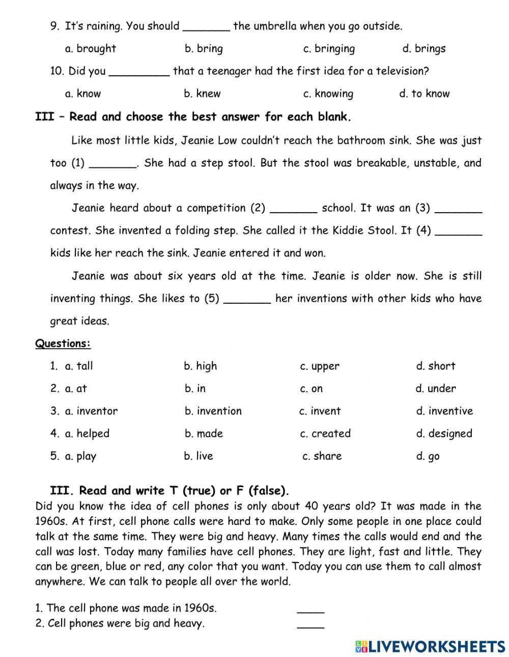 Grade 5 - Review 1 worksheet | Live Worksheets