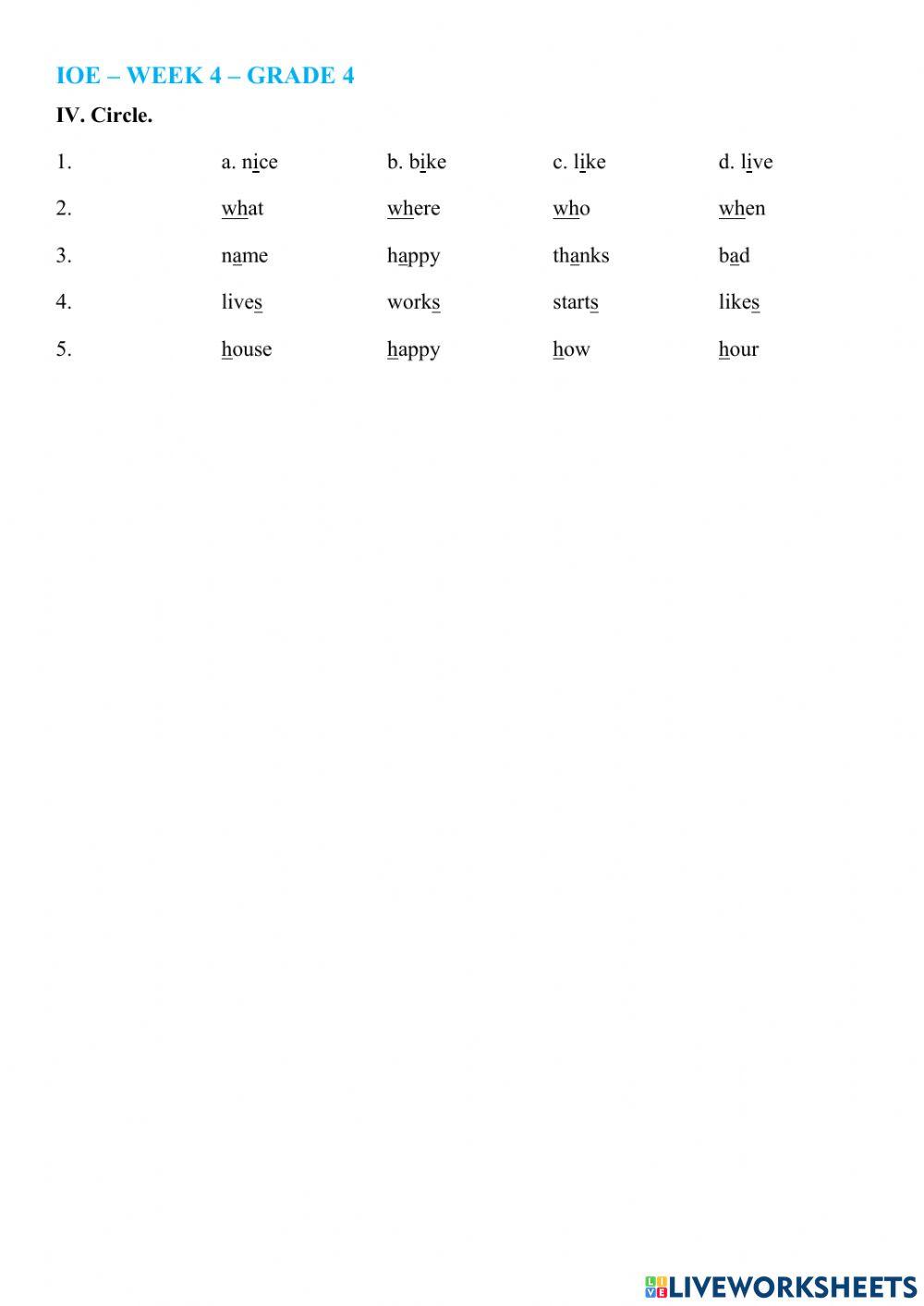 IOE - WEEK 4 - Grade 4