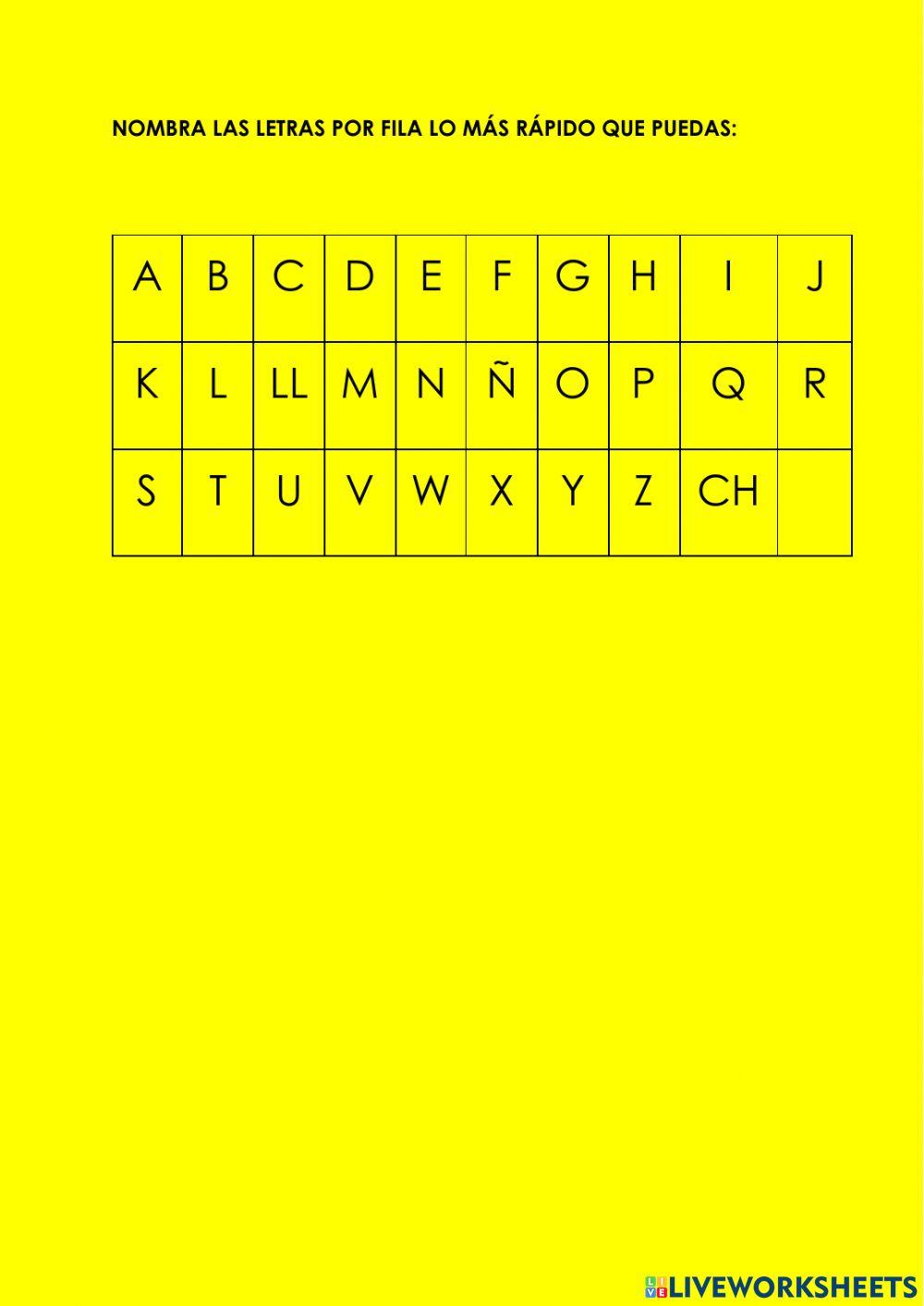 Nominar letras mayúsculas orden