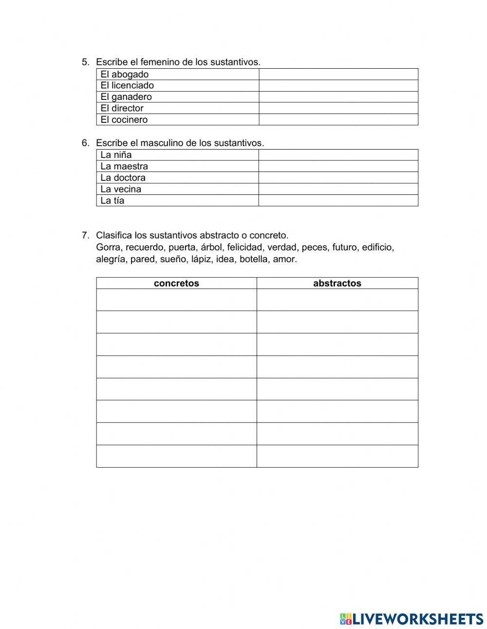 Clases de sustantivos