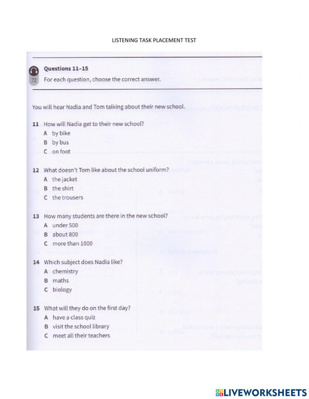 listening diagnostic test