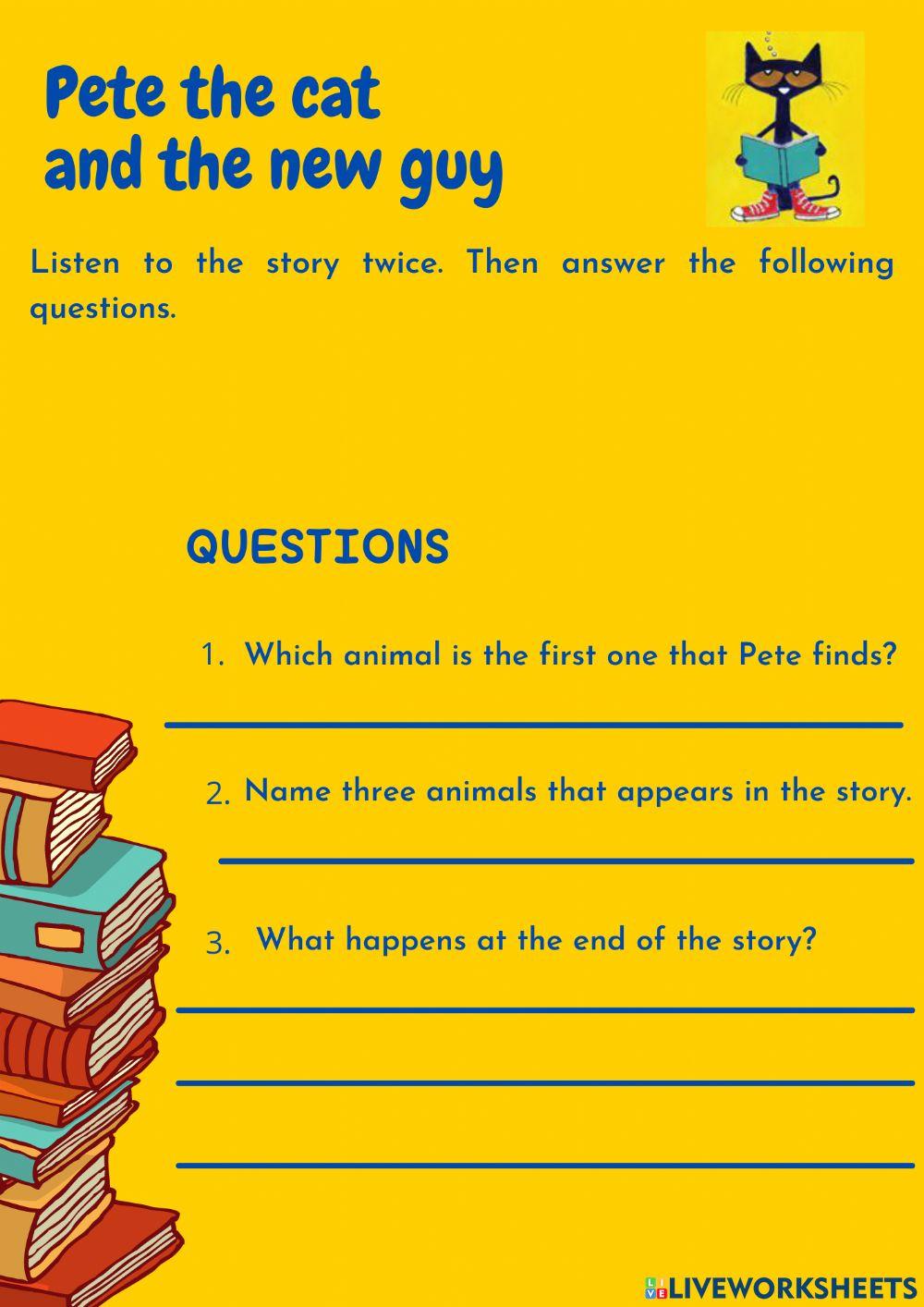 Pete the cat storytelling and reading worksheet Live Worksheets