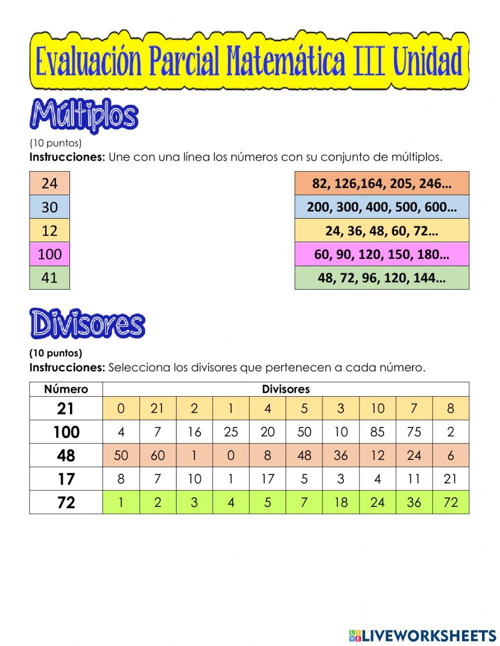 Múltiplos, divisores, factorización prima, MCD, mcd