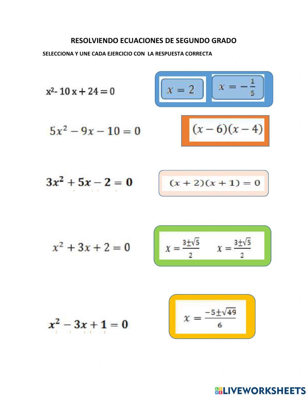Resolviendo ecuaciones de segundo grado
