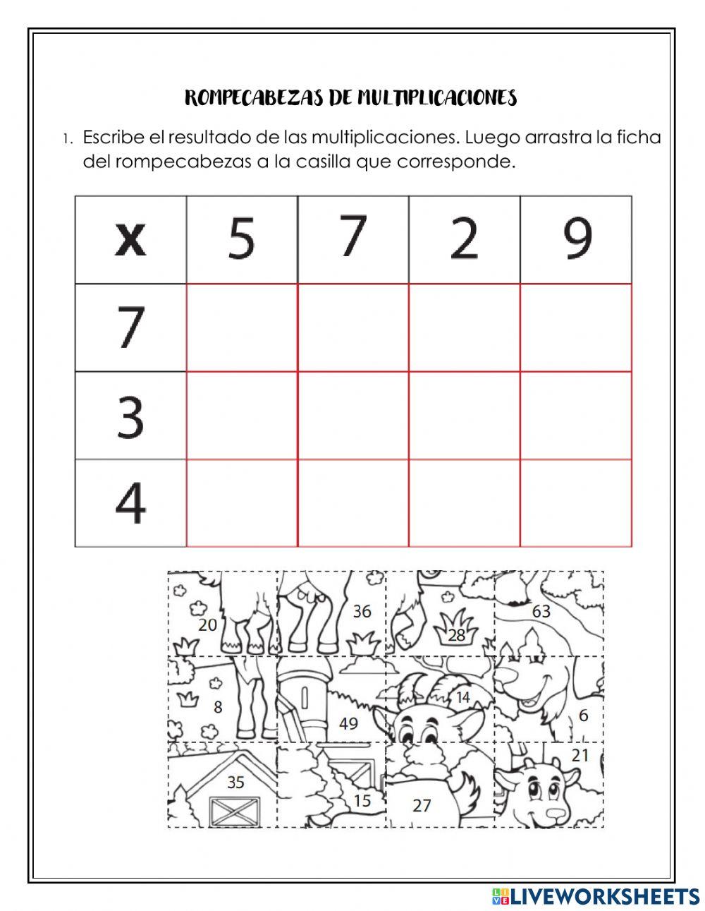 Tabla de multiplicar