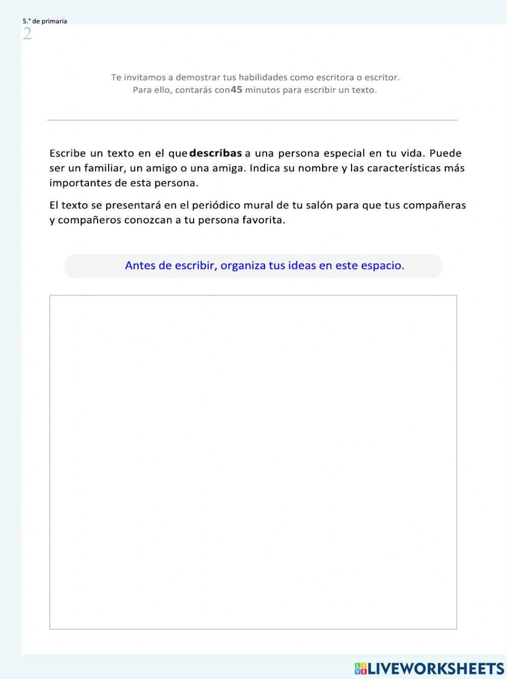 Evaluación escritura